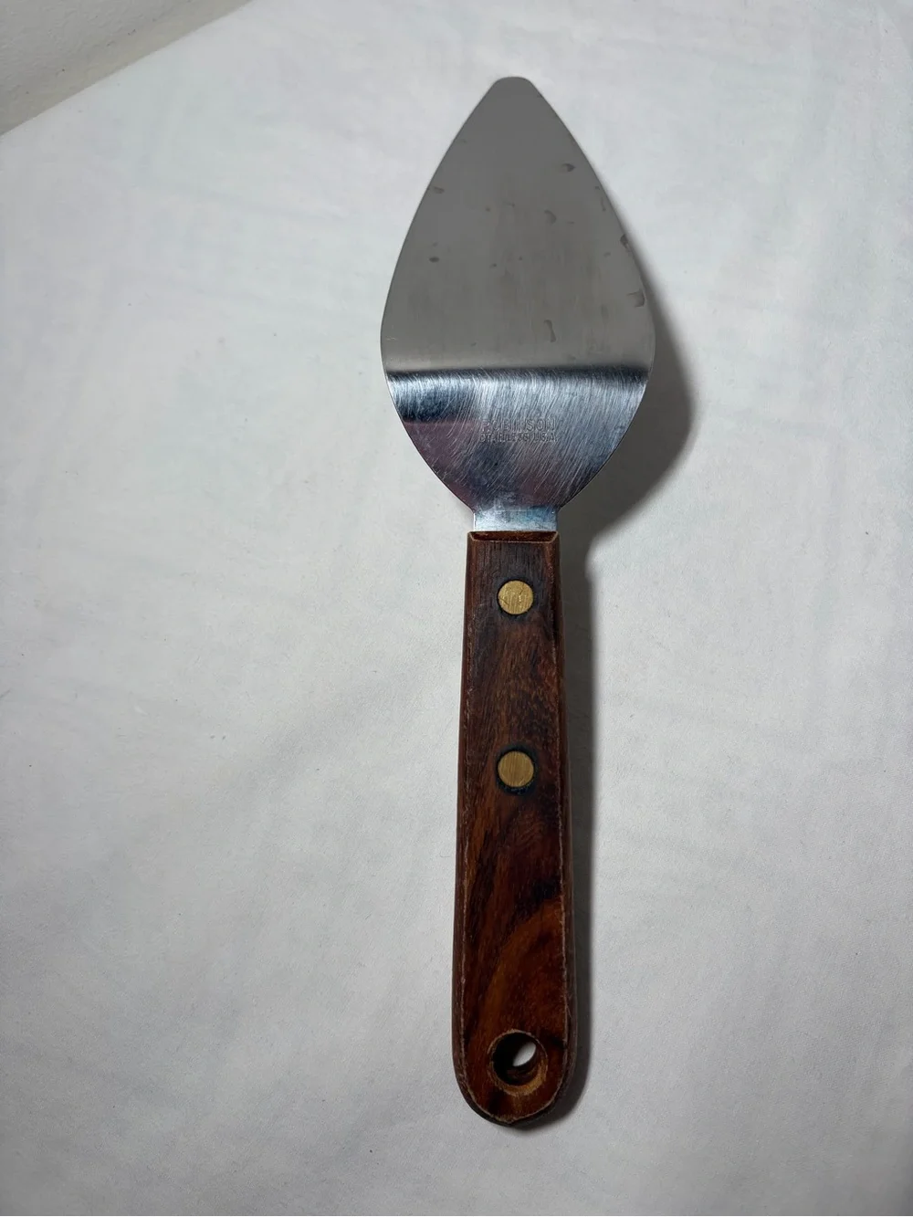 Robinson Stainless USA Vintage Cake/Pie Server Slice Wood Handle 9in